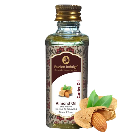 Passion Indulge Pure Almond Oil - Natural Cold Pressed Carrier Oil for Skin & Hair | Ayurvedic Vegan Formula for Massage & Deep Nourishment | 50ml