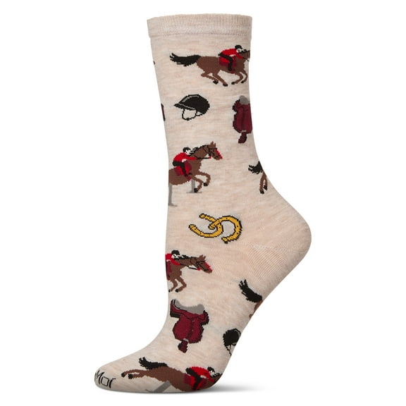 MeMoi Women's Equestrian Rayon From Bamboo Crew Socks - Womens - Female, 9-11, Ivory Heather