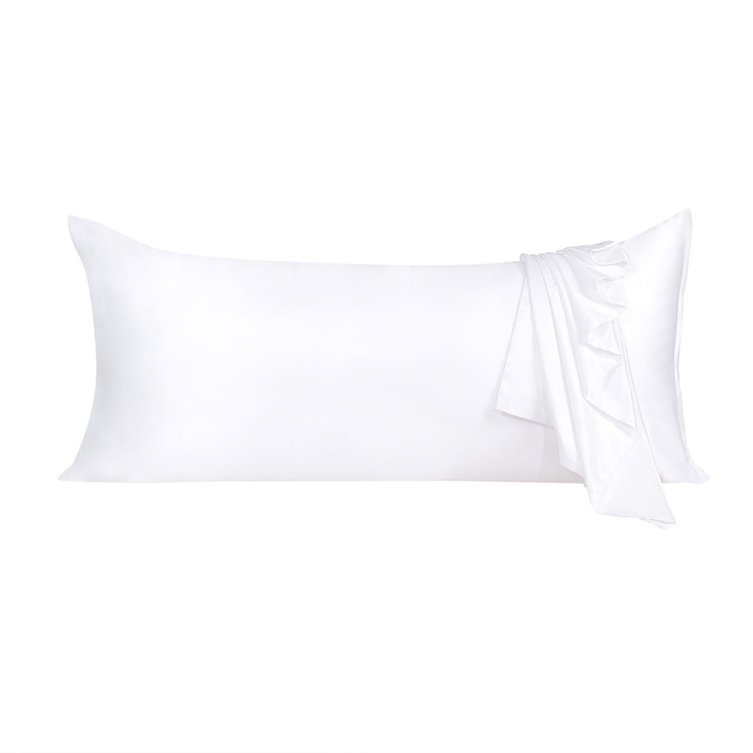 Unique Bargains Zippered Silky Satin Body Pillow Case White 21" x 54