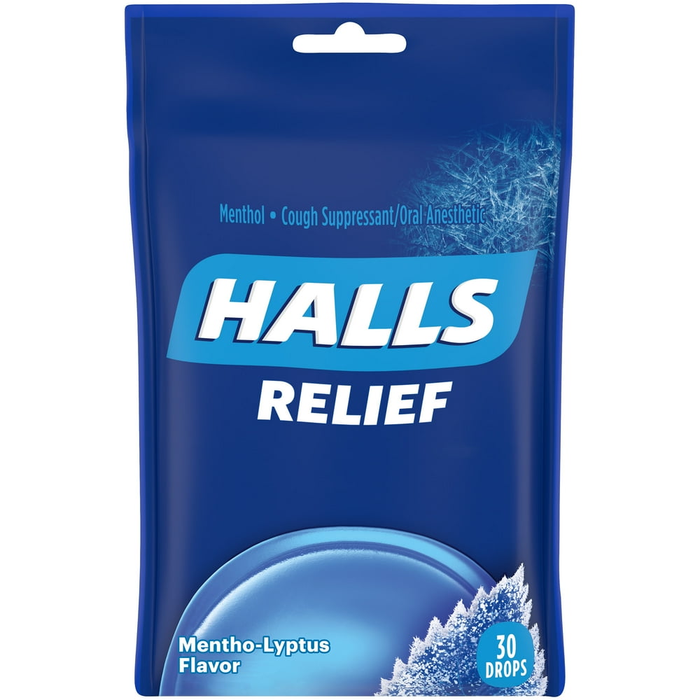 HALLS Relief MenthoLyptus Flavor Cough Drops, 1 Bag (30 Total Drops