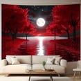 thumbnail image 2 of Tapiz para colgar en la pared, árbol rojo, luz de luna, noche de fantasía, 150 x 130 cm, 2 of 3
