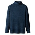 thumbnail image 4 of SWSMCLT Men's Long Sleeve Sweater Solid Turtleneck Knit Office Business Casual Slim Fit Pullover Sweaters Pullover Thermal Navy 36, 4 of 5