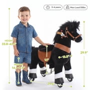 PonyCycle Ride-On Horse Toy with Sound and Hand Brake, Kid-Powered, Ages 3–4, Black, U326