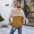 thumbnail image 4 of Sudadera de talla grande para mujer, sudadera de punto con bloques de color, informal, holgada, de manga larga, elegante, de invierno, con cuello alto, cálida, de línea gruesa, informal, de, 4 of 4