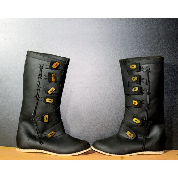 Pirate Leather Boots Leather Medieval Larp Shoes SCA LARP