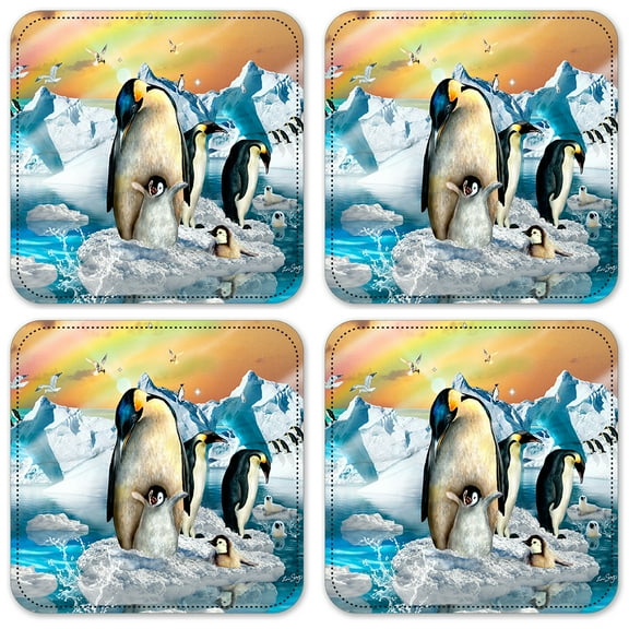 Vinyl Drink Coasters - Set of 4 - Penguin's