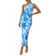 thumbnail image 1 of Vestido PRETTYGARDEN de un Hombro Fruncido Floral Azul XL, 1 of 7