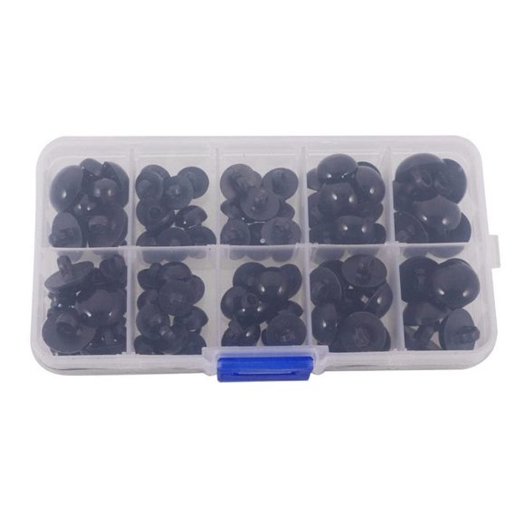 100 piezas de plástico negro media bola botones de vástago de champiñones botones de coser bricolaje