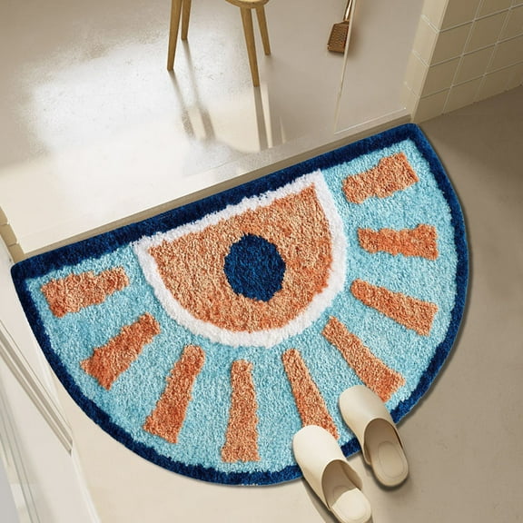 Fmbmuo Medium Pile Bathroom Rugs Rubber Backed Bohemian Geometric Bathroom Rugs 16x24in Nylon,Spandex Orange