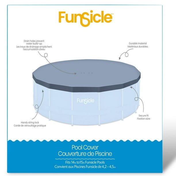 Funsicle Pool Cover, •  Round, gray pool cover•  Handy string lock for secure fit •  Keeps water debris-free•  Drain holes to prevent water build-up•  Age: Adult