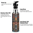 thumbnail image 3 of Yayeee 20oz Insulated Water Bottle Double Wall Stainless Steel with Flip Straw Lid, Black Geometric, 3 of 7