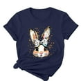 thumbnail image 4 of Tnhcen Women's Summer Cute Rabbit Print Round Neck Basic Short Sleeve Tops – Plus Size Friendly Shirts S-3XL Polyester Spandex Blends, 4 of 5