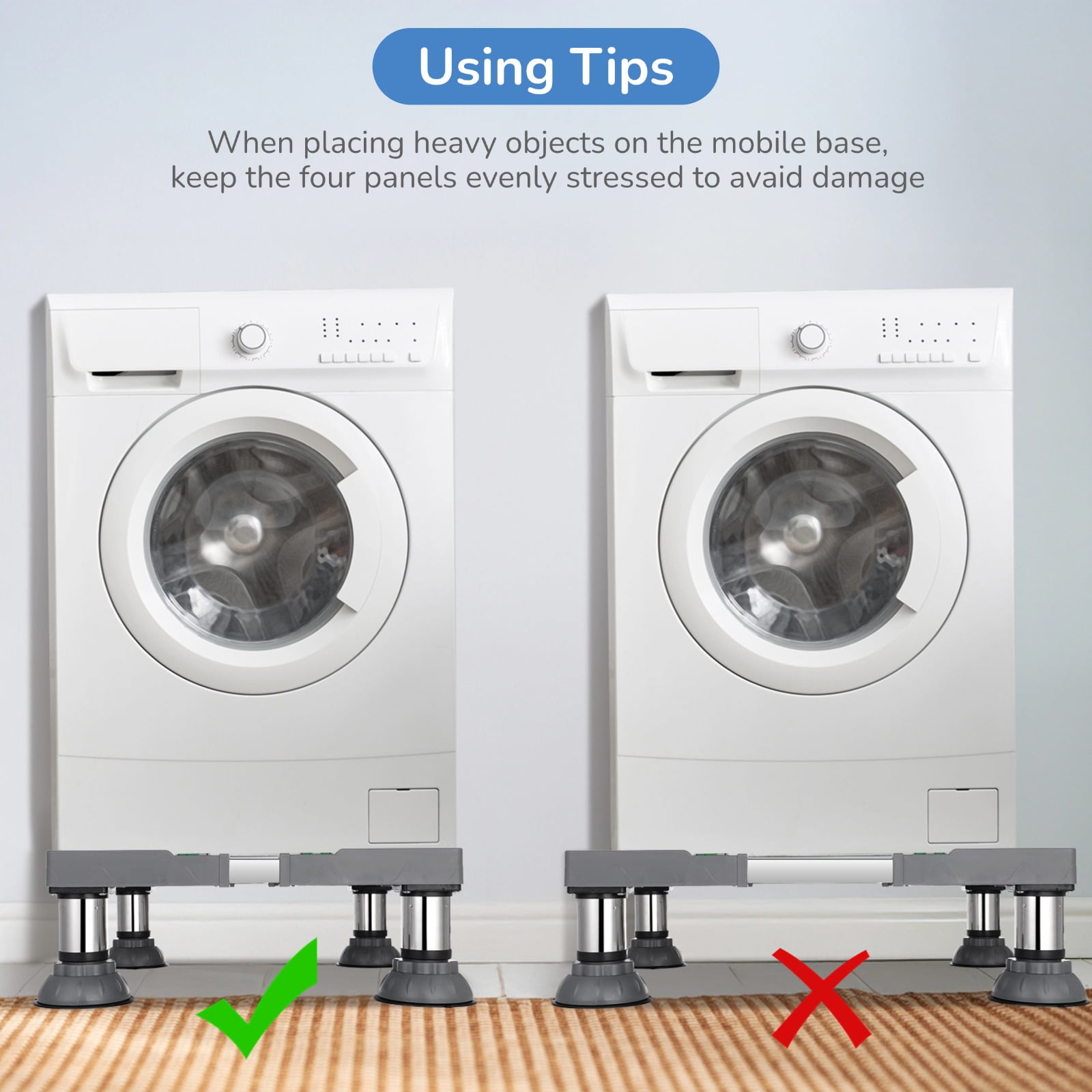 Universal Washing Machine Base Stand with Adjustable Height, Laundry Pedestal, Fridge Rack, Universal Appliance Stand for Dryers, Refrigerators