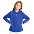 thumbnail image 4 of Abcomgle Uniform Shirts for Girls 6 To 7 Long Sleeve Pique Polo Shirt with Collar Button Down Girls Uniform Shirts Moisture-Wicking Lightweight Girls Pullover, 4 of 7