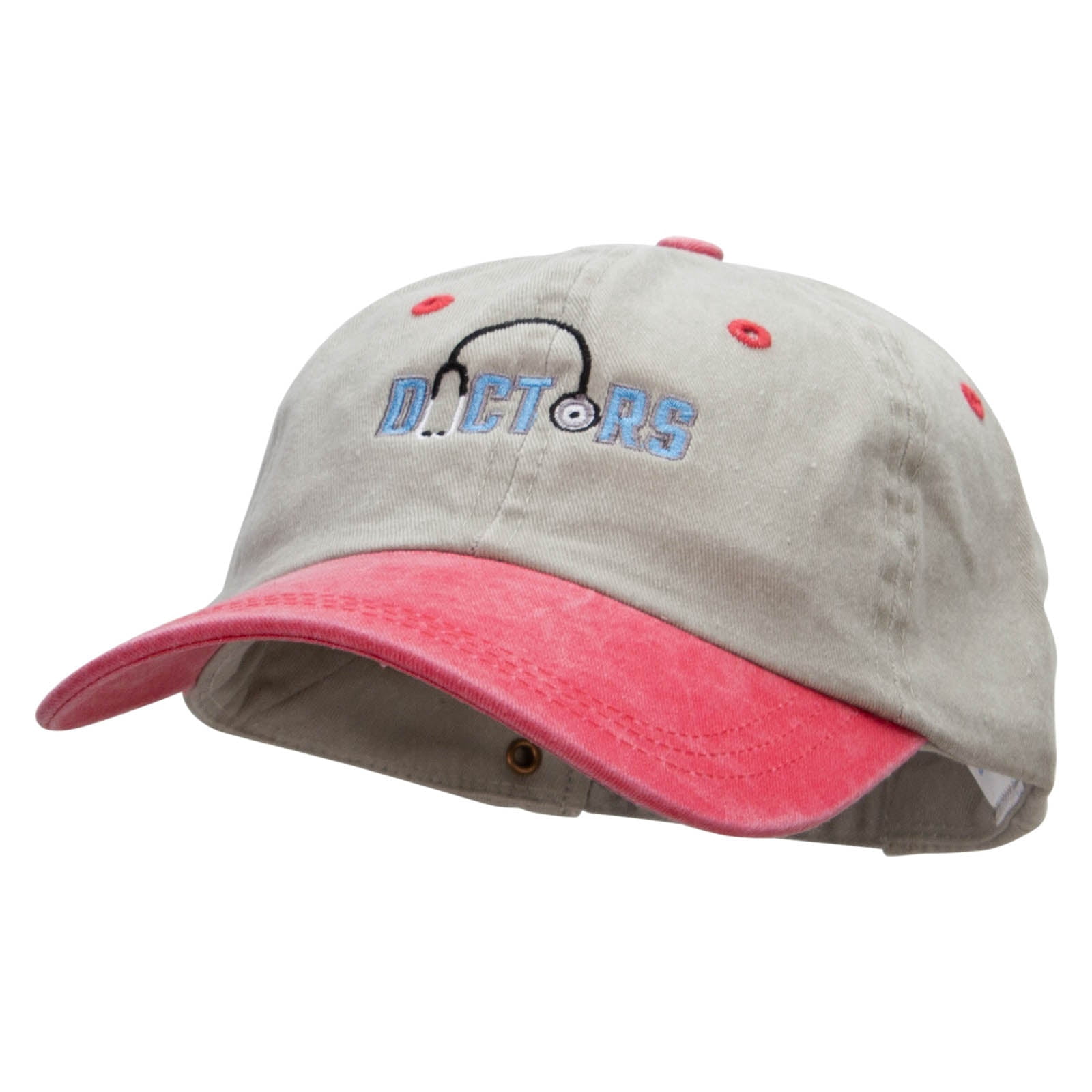 Doctor Stethoscope Embroidered Pigment Dyed Wash Cap - Beige Red OSFM
