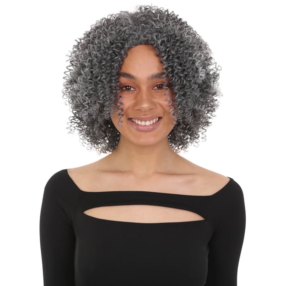 LUXLUXE Alexandra Curly Layered 14 in Long Half Wig Mix Human Hair and Synthetic Fibers (Ash Grey)