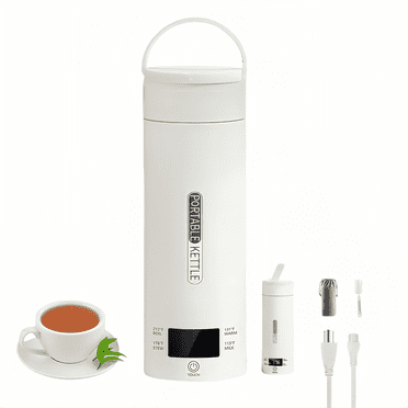 KYFIU Travel Electric Kettle,Portable Small Mini Tea Coffee Kettle Water Boiler,Constant Temperature Insulation Electric Cup,Liquid Crystal Display,Multi Stage Temperature Control,White