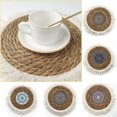 thumbnail image 2 of Flmtop 1PC Round Coasters Stain-Proof and Heat-Resistant Coasters Soft Straw Braided Bohemian Mats Dining Coasters Thickened Table Protection Placemats for Restaurants Bars Kitchens, 2 of 10