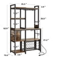 thumbnail image 5 of Dextrus 5-Tier Kitchen Bakers Rack with Power Outlets & Hooks, Standing Wine Rack, Brown, 5 of 11