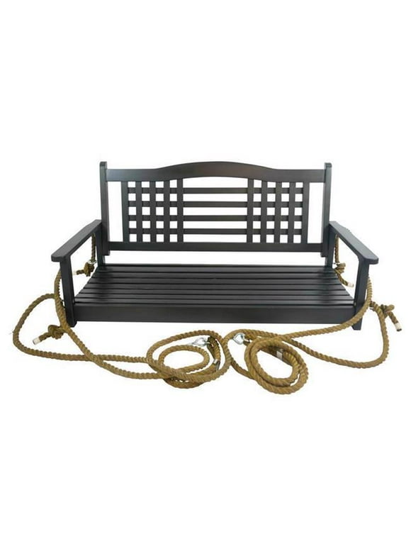 Jack Post 2 Person Black Wood Hanging Swing with Rope