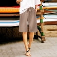 thumbnail image 5 of Ashirexll Women's Shorts, Summer Shorts for Women, Fashion Womens Casual Stripe Elastic Loose Pants Straight Wide Leg Trousers with Pocket Half Shorts Pants, 5 of 7
