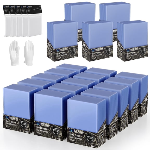 Mlikero 1000 Card Sleeves Hard Plastic, 3"x4" Card Protectors for Baseball, MTG and Game Cards (500 Top Loaders 500 Clear Sleeves)