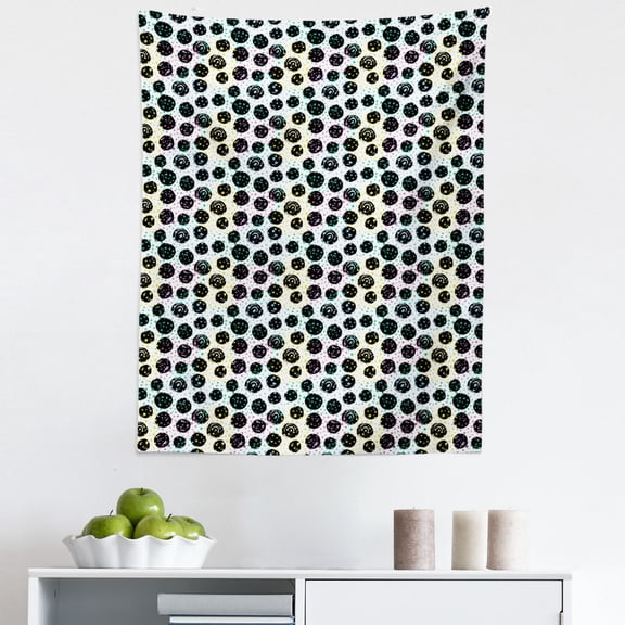 Polka Dots Tapestry, Creative Style Pattern with Abstract Spots and Brush Stroke Rounds, Fabric Wall Hanging Decor for Bedroom Living Room Dorm, 5 Sizes, Charcoal Grey Multicolor, by Ambesonne