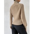 thumbnail image 4 of Sweater for Women High Neck Ribbed Knit Sweater Trendy Clothes Khaki XL, 4 of 8