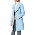 thumbnail image 4 of MODA NOVA Juniors Shawl Collar Single Breasted Mid-Thigh Winter Overcoat Light Blue L, 4 of 6