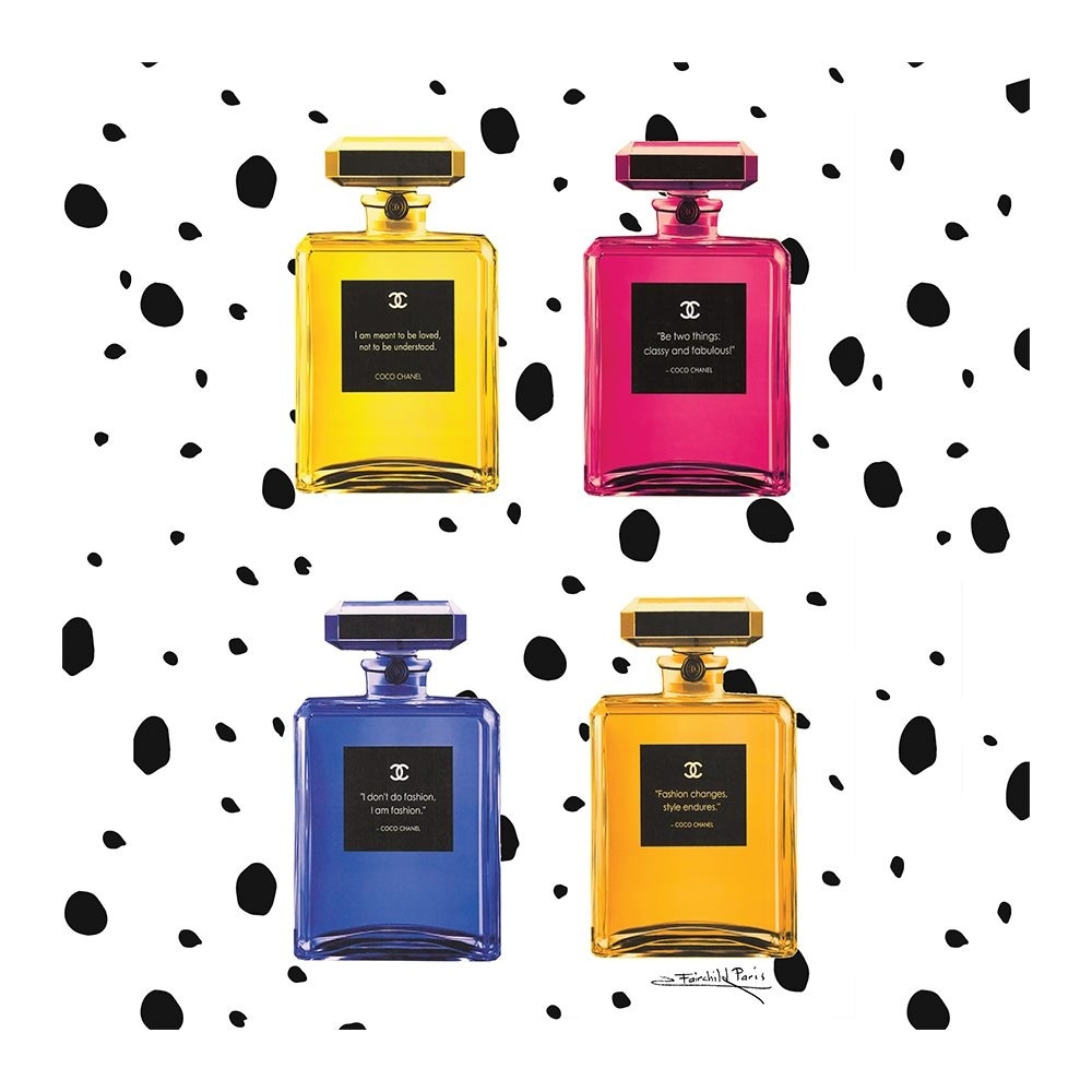 COLORFUL FASHION PERFUME BOTTLE QUOTES - 14"x14" Canvas Artwork 30 x 30