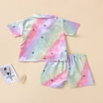 thumbnail image 3 of Kids 2PCS Pajamas Outfits Red/Cow Pattern Print/Colorful Short Sleeve Tops + Elastic Waist Shorts Boys Girls Sleepwear Set Colorful 2-3 Years, 3 of 7