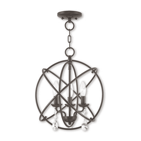 

English Bronze Tone Finish Mini Chandeliers Steel Material Candelabra Base 17 Long 3 Light Fixture