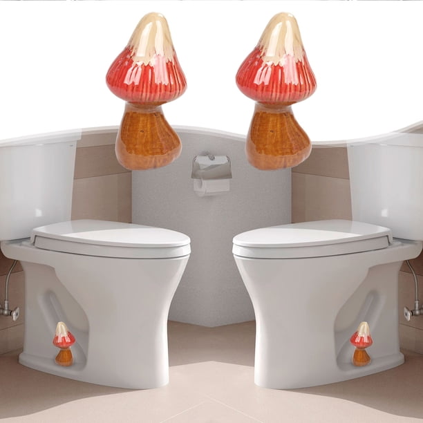 Xihbxyly Tapas de Inodoro con Forma de Hongo, Diseño Decorativo de Cerámica, Fácil Instalación, Tapones de Rosca Funcionales, Decoración de Baño, Resistentes Al Óxido, Juego de 2 Piezas, Tamaño 6 X 6