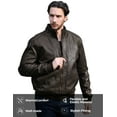 thumbnail image 4 of WenVen Men's Leather Jacket Fleece Lined Bomber Faux Leather Jacket Gray 4XL, 4 of 7