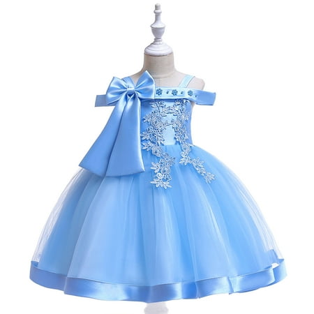 

Tejiojio Girls and Toddlers Soft Cotton Clearance Toddler Girls Temperament Minimalistic Bowknot Embroidered Flower Net Yarn Birthday Party Gown Dresses