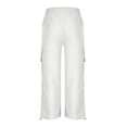 thumbnail image 6 of DeHolifer Womens Cargo Pants Plus Size Solid Color Elastic Waisted Casual Ttrousers with Pocket White XL, 6 of 7