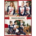 thumbnail image 3 of PatPat Women Christmas Pajamas Sets Family Matching Pjs Blue Letter Print Long Sleeve Loungewear with Socks, 2-Piece, Size L, 3 of 12