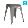 thumbnail image 4 of Flash Furniture Kai Series 18"H Square Backless Dining Barstool, Silver (Set of 4), 4 of 5
