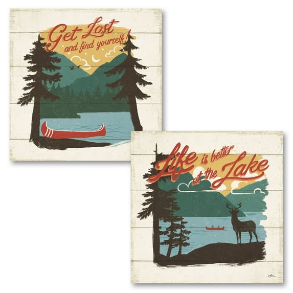 Gango Home Decor Contemporary Vintage Lake IV & Vintage Lake V by Janelle Penner (Printed on Paper); Two 12x12in Unframed Paper Posters