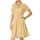 thumbnail image 1 of INSPIRE CHIC Ropa de Mujer para Trabajar con Cuello Notched y Escote en V, Vestido Camisero con Cintura Elástica y Bolsillos XL Caqui, 1 of 7