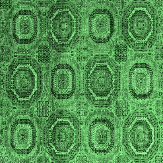 Ahgly Company Indoor Square Abstract Emerald Green Modern Area Rugs, 5' Square
