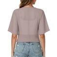 thumbnail image 3 of Women Shrug Chiffon Cardigans Open Front Short Sleeve Bolero for Evening Dressy 2026 Beige M, 3 of 4