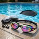thumbnail image 1 of Juego de 5 piezas de gafas y gorro de natación para hombres y mujeres adultos en piscina. Violeta negra, 1 of 8