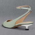 thumbnail image 4 of FSJ Women Classic Kitten Low Heel Ankle Buckle Strap Pumps Pointy Close Toe Sandals Elegant Working Office Party Dress Shoes Size 14 Green, 4 of 4