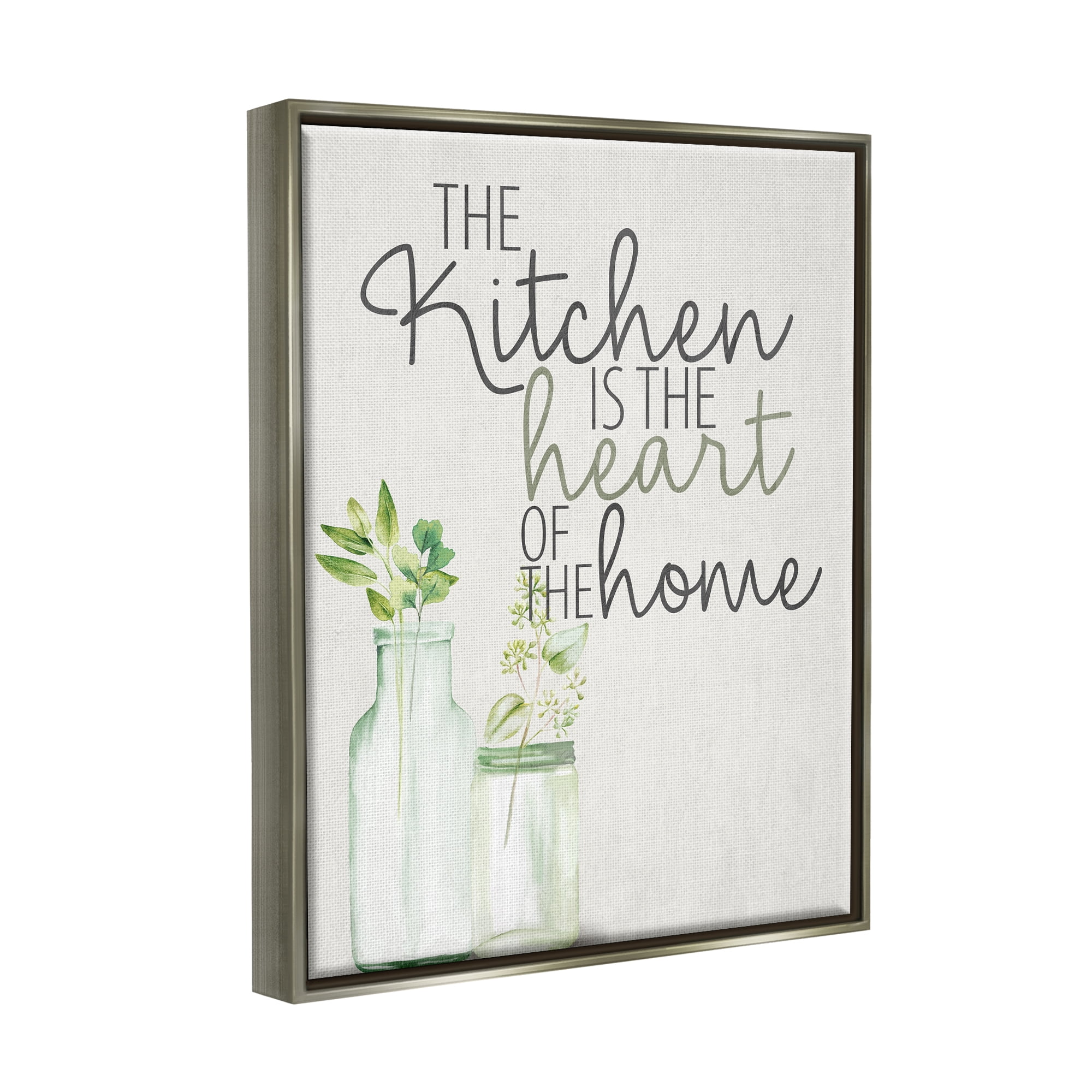 Stupell Industries Kitchen Heart Phrase Food & Beverage Painting Gray Floater Framed Art Print Wall Art, 25 x 31