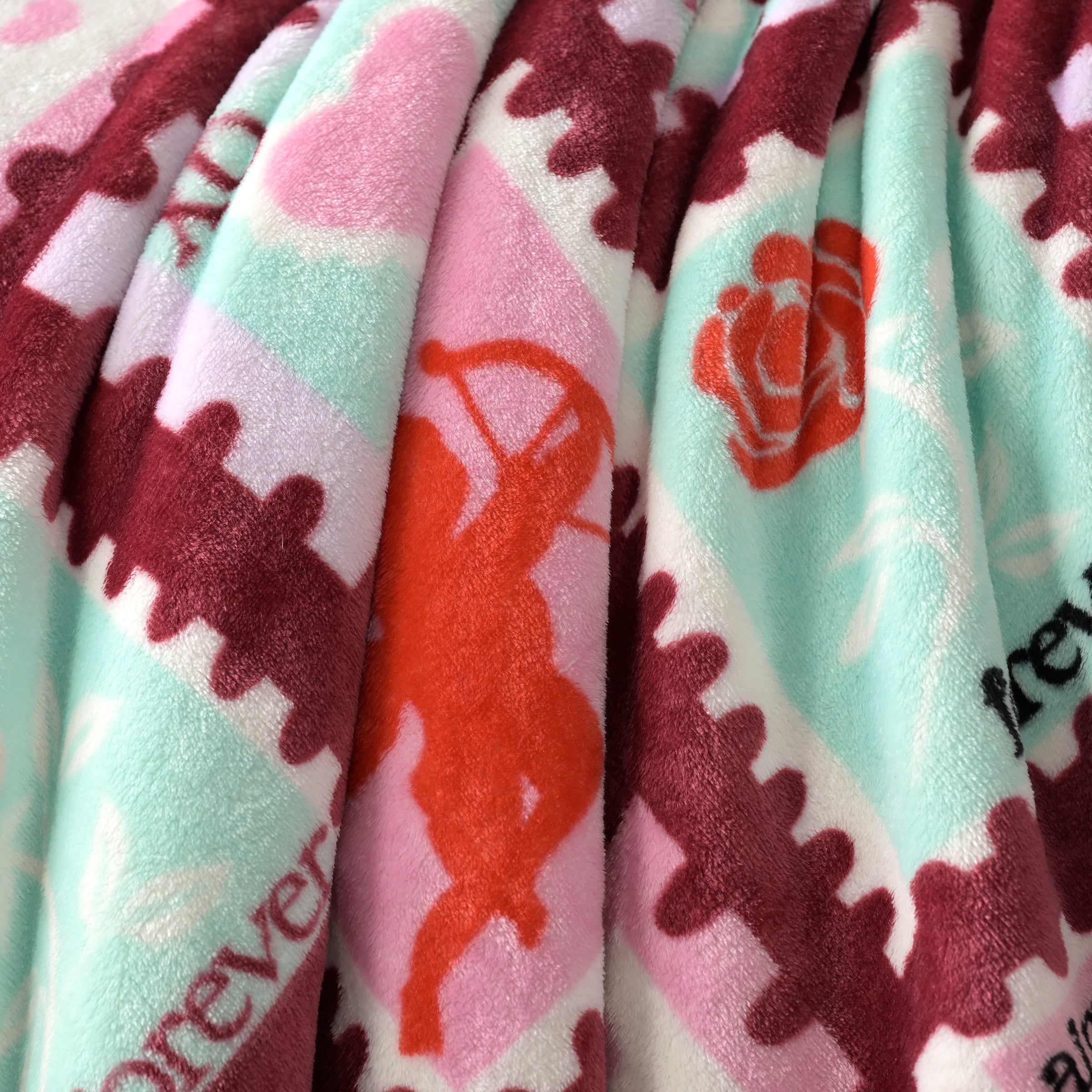 Way To Celebrate Valentine's Day Throw Blanket, Love Stamps, 50 x 60 in