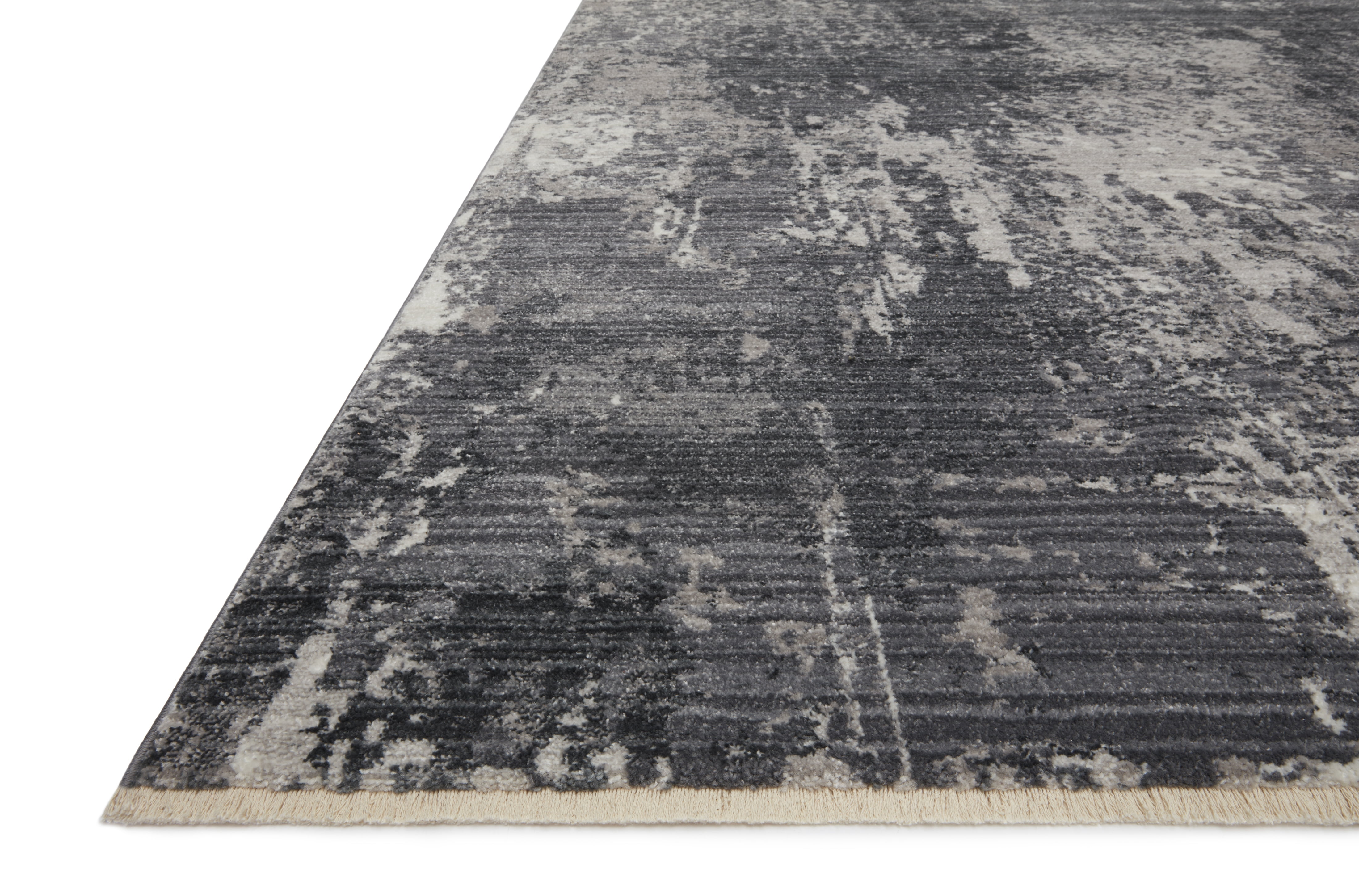 Loloi II Samra SAM-06 Charcoal / Silver Abstract Area Rug 18" x 18" Sample Swatch