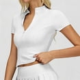 thumbnail image 4 of WERYOUNG Seamless Yoga Short Sleeve T Shirts For Women With Front Zipper Lightweight Breathable Running Gym Tees Trendy Top M, 4 of 6