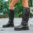 thumbnail image 5 of Viluyesy Womens Moto Boots, Thick Sole Comforable Wide Calf Side Zipper Fashion Knee High Boots Black, 5 of 8