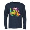 thumbnail image 2 of Wild Bobby, Colorful Rainbow Paint Love Streetwear Mens Long Sleeve Shirt, Vintage Heather Navy, Large, 2 of 3